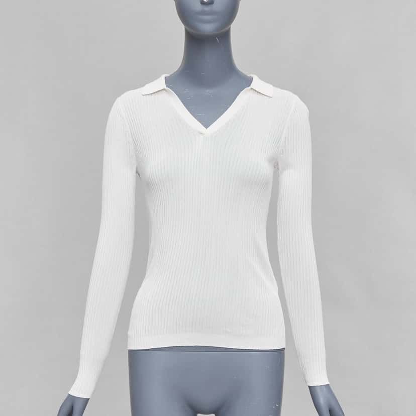 Club Monaco Ribbed Polo Set Ecru Viscose Never worn - Back View