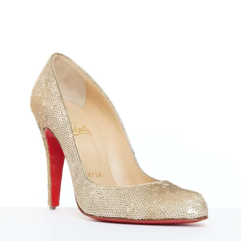 Christian Louboutin Fifi 100 Gold Good condition - Back View