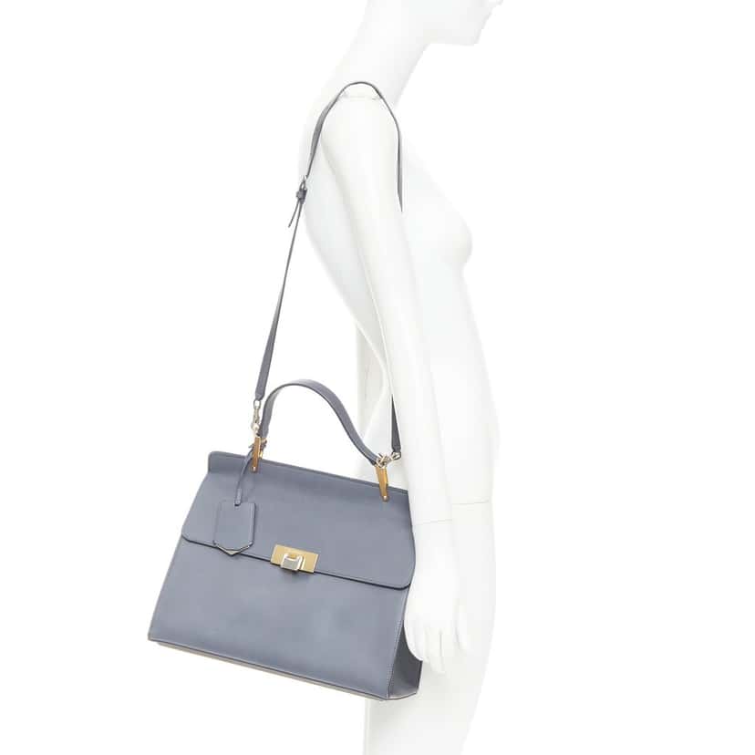 Balenciaga Le Dix Cartable Grey Leather Good condition - Back View