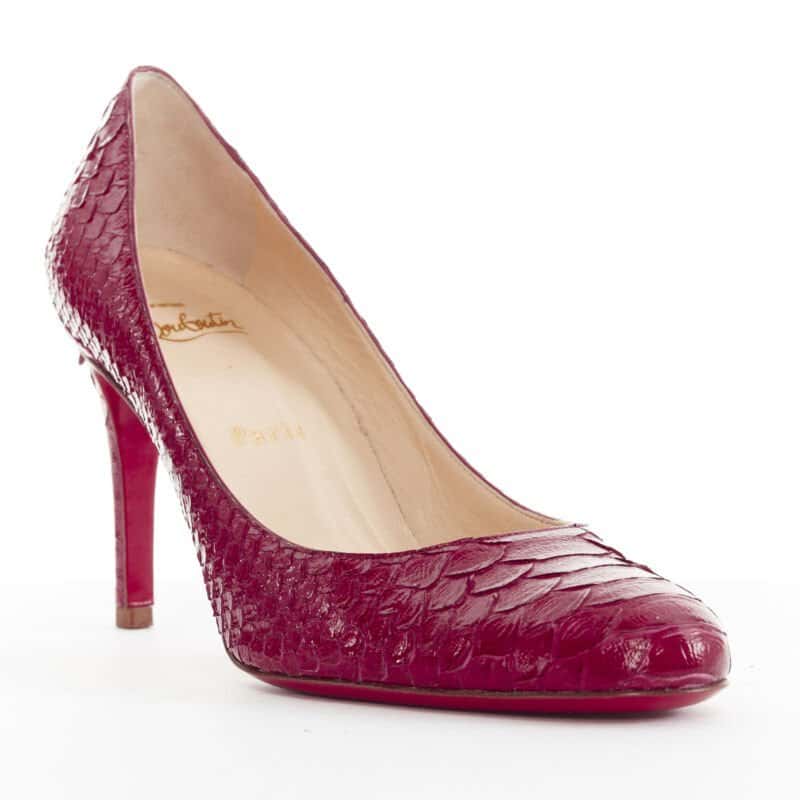Christian Louboutin Glossy Round Pumps Red Leather Very good condition - Back View