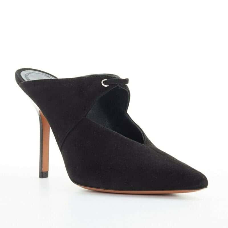 Celine Babouche on Heel 105 Black Suede Never worn - Back View