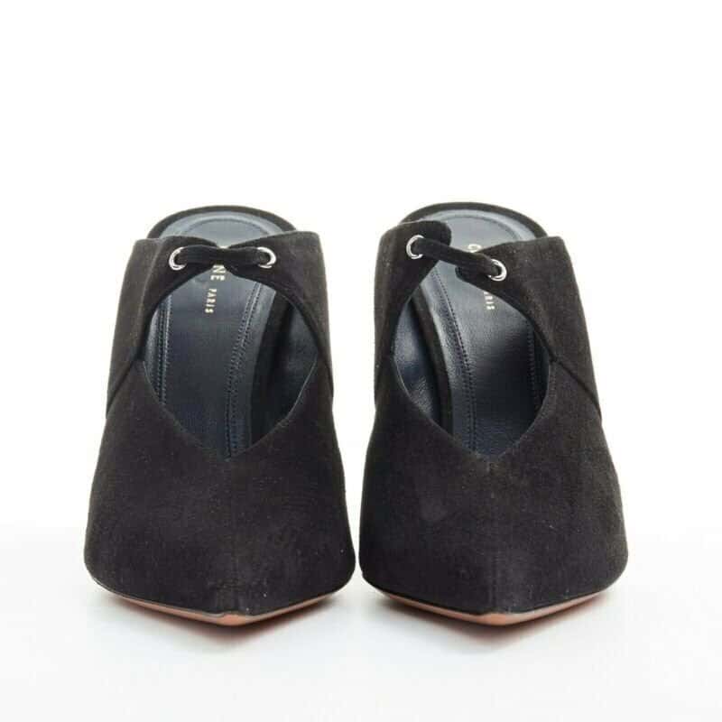 Celine Babouche on Heel 105 Black Suede Never worn - Inside View