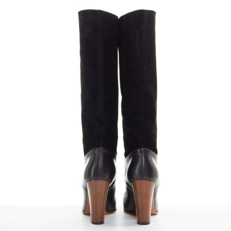 Celine Chunky Platform Mule Boots Black Suede Good condition - Box View