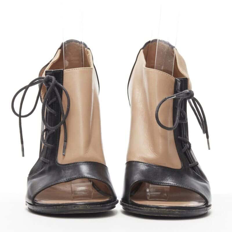 Celine Lace Open Side Booties Black Leather Good condition - Inside View