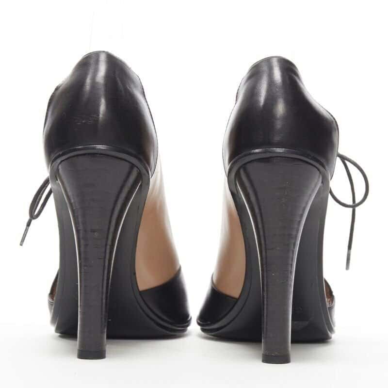 Celine Lace Open Side Booties Black Leather Good condition - Box View