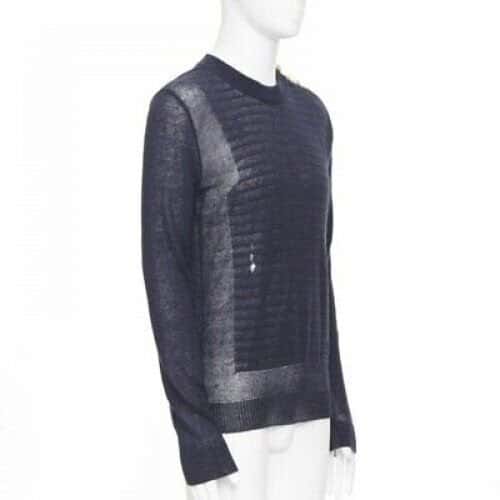 Balmain Military Button Sweater Black Linen Never worn, with tag - Inside View
