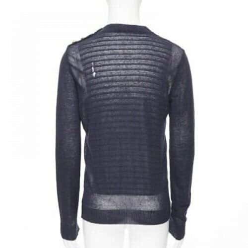 Balmain Military Button Sweater Black Linen Never worn, with tag - Box View