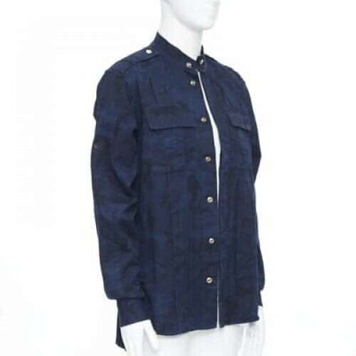 Balmain Military Shirt Jacket Blue Cotton Never worn, with tag - Inside View