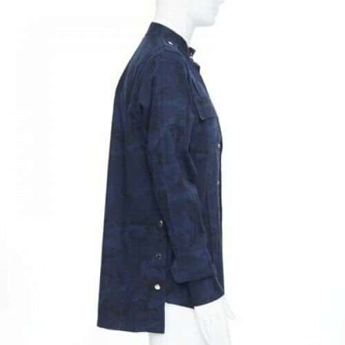 Balmain Military Shirt Jacket Blue Cotton Never worn, with tag - Model View