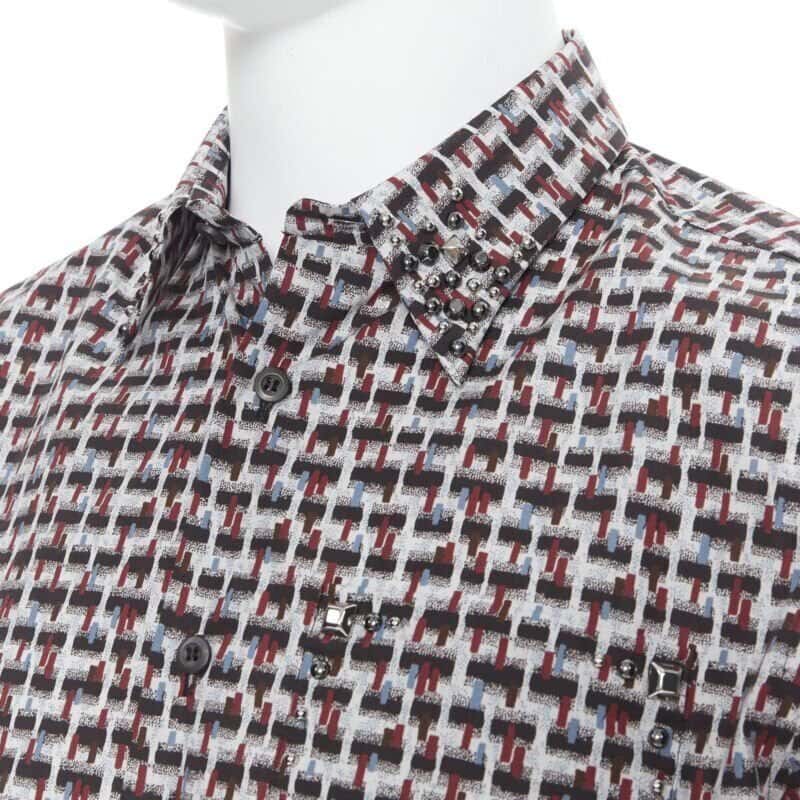 Prada Geometric Collar Shirt Grey Cotton Never worn, with tag - Back View