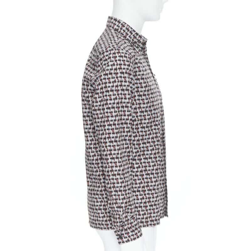 Prada Geometric Collar Shirt Grey Cotton Never worn, with tag - Model View
