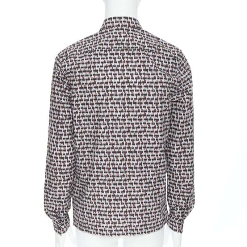 Prada Geometric Collar Shirt Grey Cotton Never worn, with tag - Box View