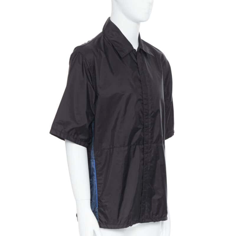Prada Stripe Boxy Shirt Black Never worn, with tag - Model View