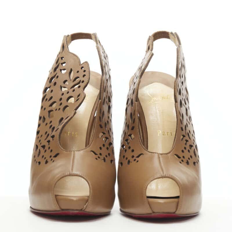 Christian Louboutin Laser Cut Booties Brown Leather Very good condition - Inside View