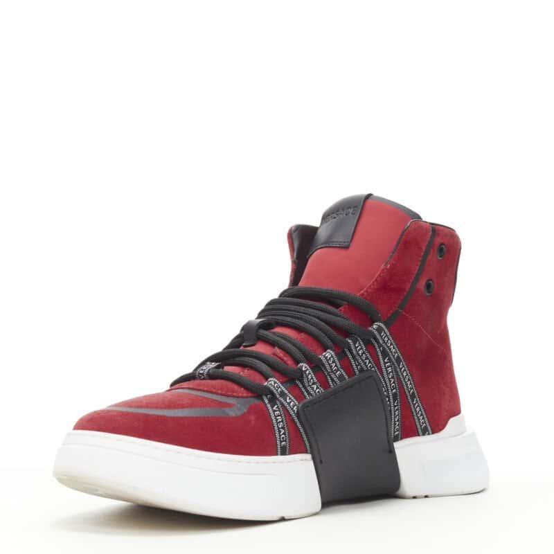 Versace Zucca Heel Sneakers Red Suede Good condition - Model View