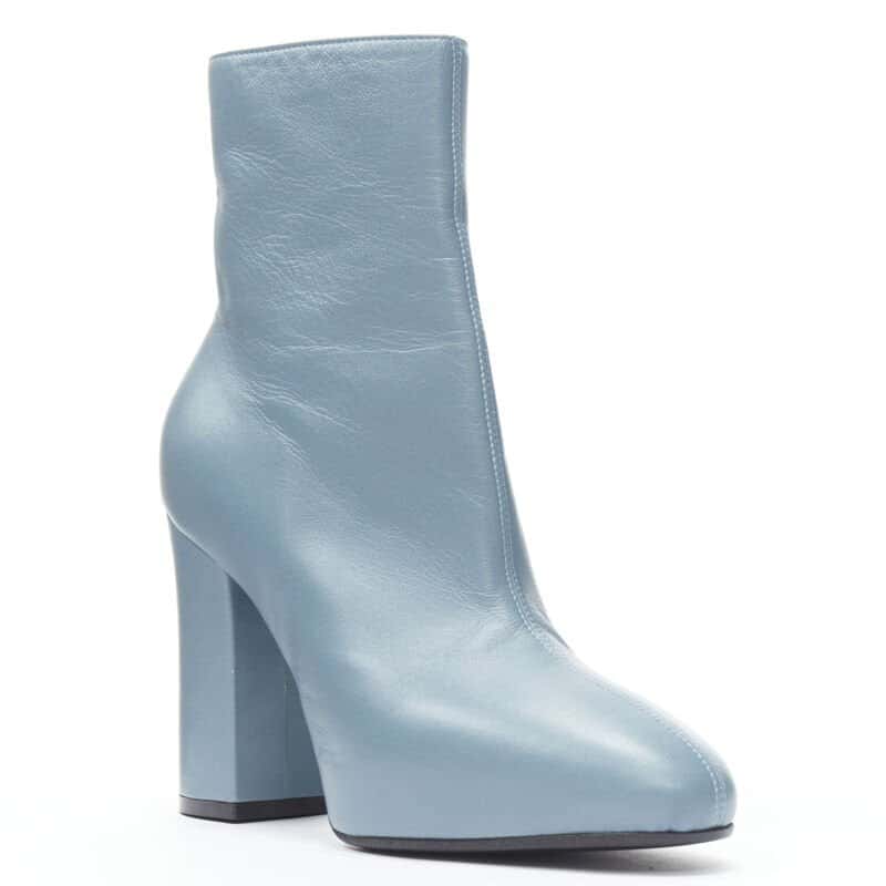 Dries Van Noten Woven Leather Heel Boots Blue Leather Very good condition - Model View