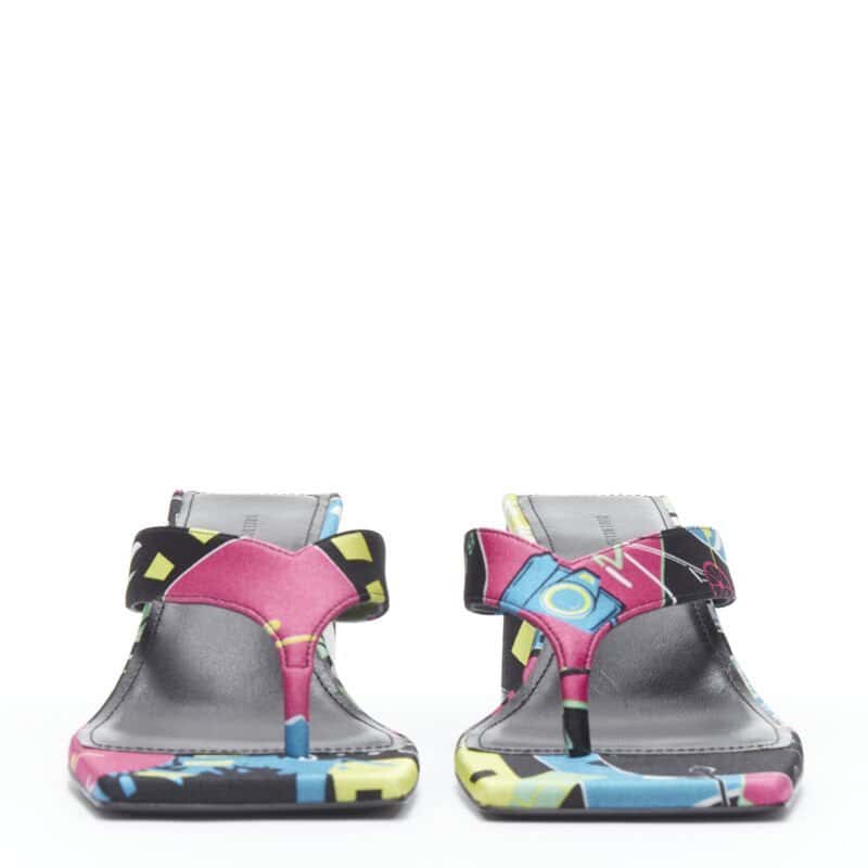 Balenciaga Floral Mule Sandals MultiColor Polyester Never worn - Inside View