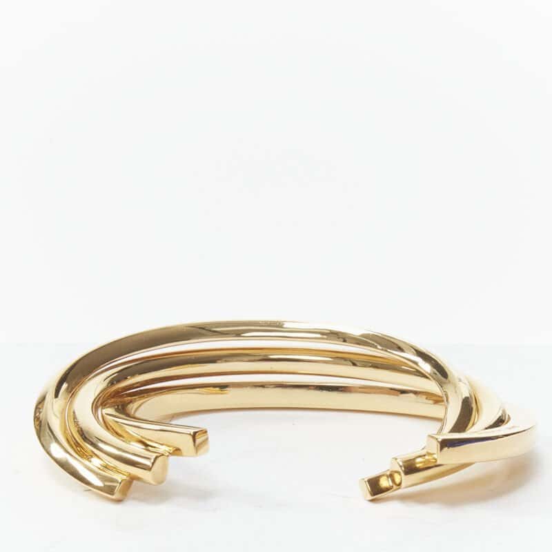 Saint Laurent Triple twist cuff Gold Metal Very good condition - Inside View