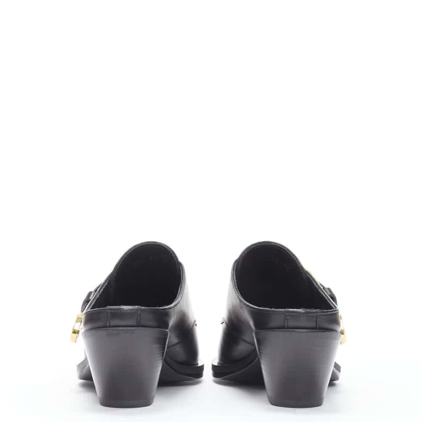 Versace Metal toe mule Black Leather Never worn - Box View