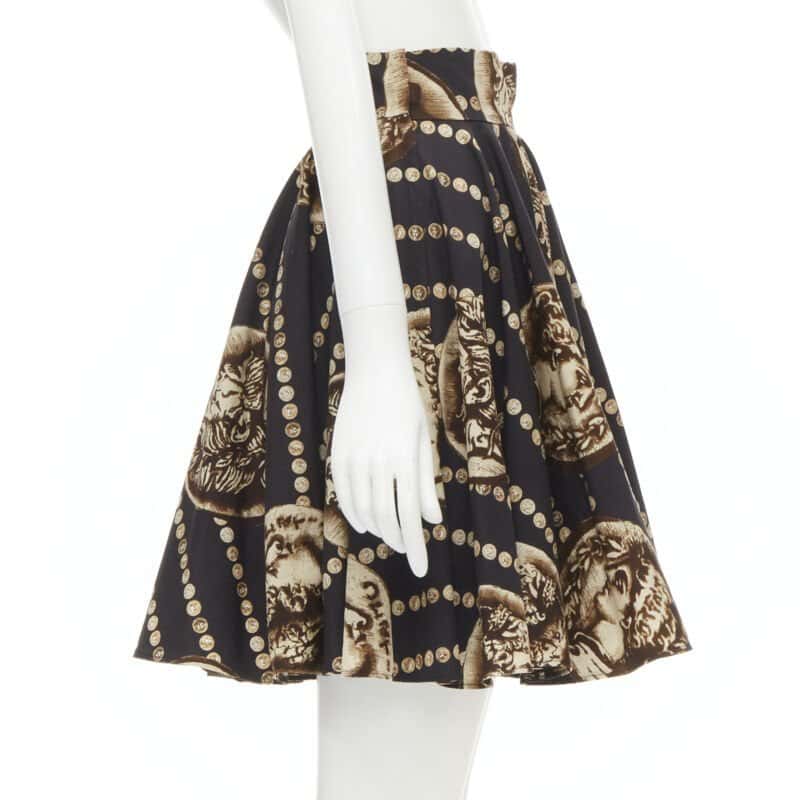 DOLCE & GABBANA Coin Flared Skirt Black Cotton Never worn - Model View