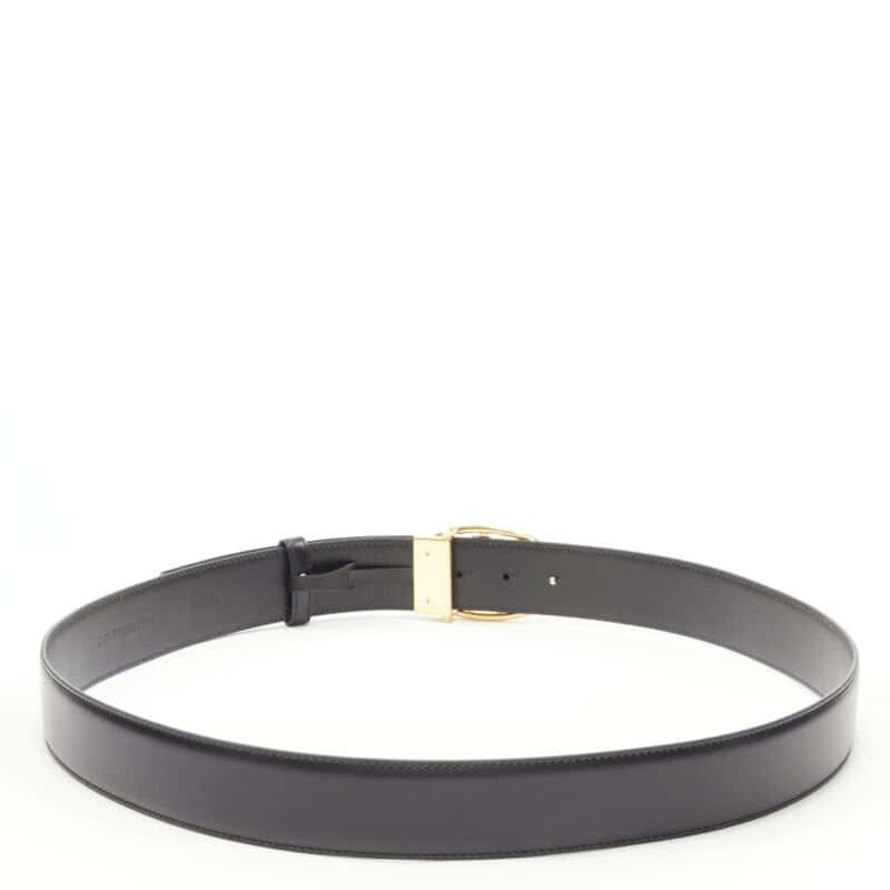 Versace Scaled Black Leather Belt Black Leather Never worn - Model View
