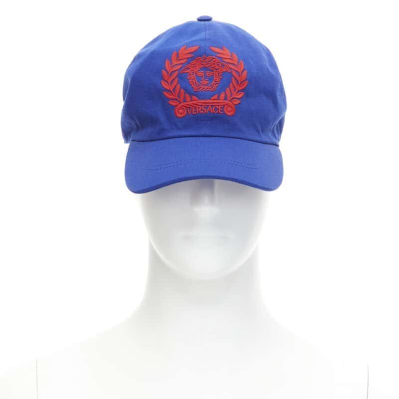 Versace Vintage Medusa Hat Blue Cotton Never worn, with tag - Front View
