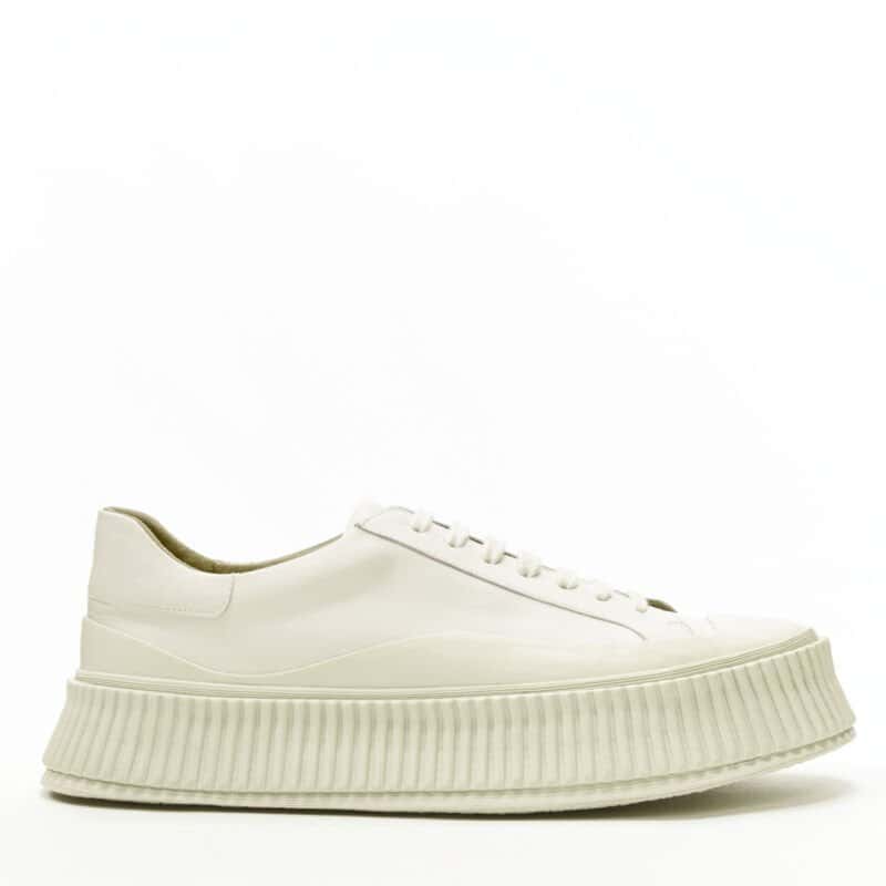 Jil Sander Beige Platform Sneakers Beige Leather Never worn - Front View