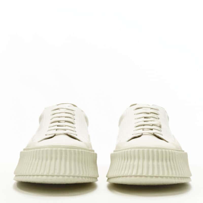 Jil Sander Beige Platform Sneakers Beige Leather Never worn - Inside View