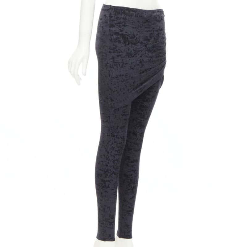 Balenciaga Velvet Draped Leggings Black Velvet Never worn, with tag - Front View