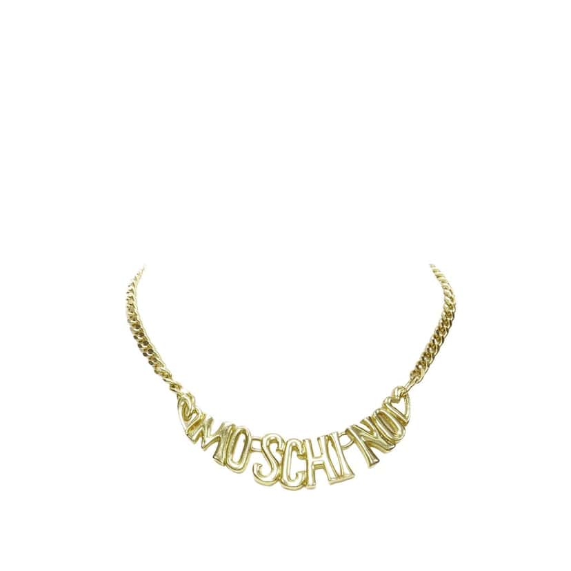 Moschino Logo Heart Necklace Gold Very good condition - Front View