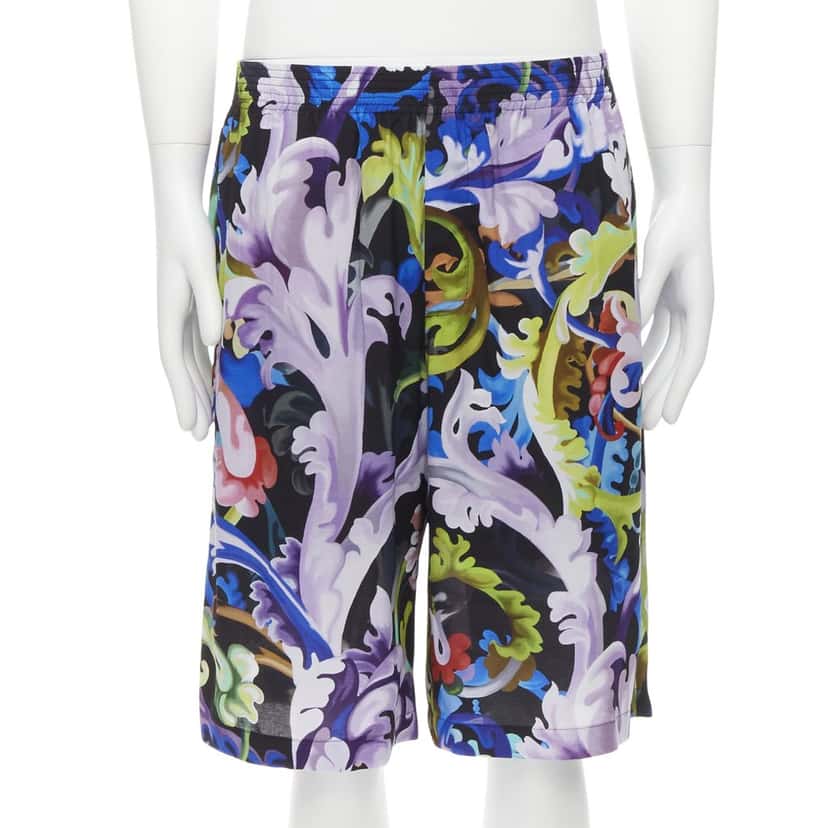 Versace Baroque Wide Shorts MultiColor Viscose Never worn, with tag - Front View