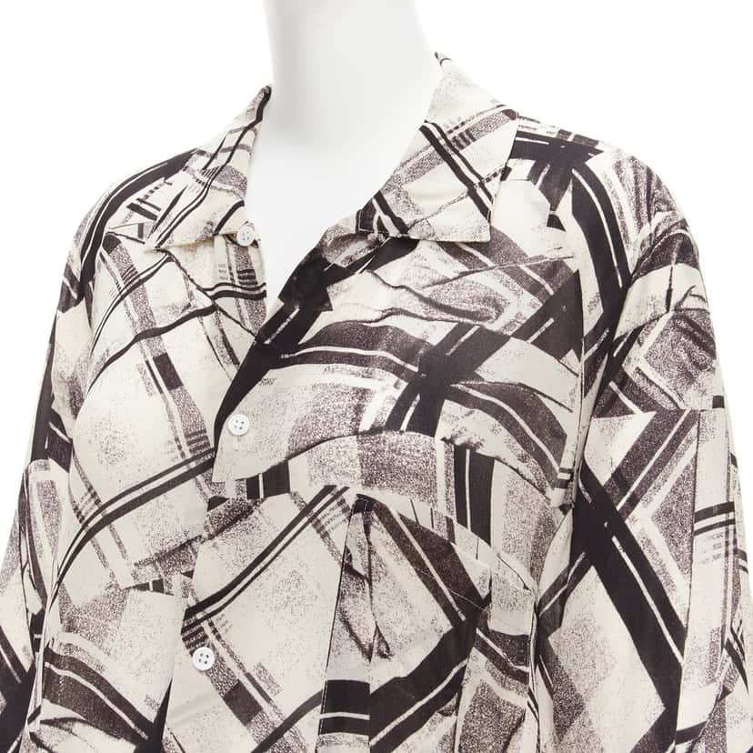 Yohji Yamamoto Patchwork Shirt Dress Beige Silk Never worn - Back View