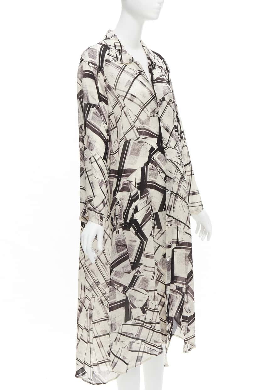 Yohji Yamamoto Patchwork Shirt Dress Beige Silk Never worn - Inside View