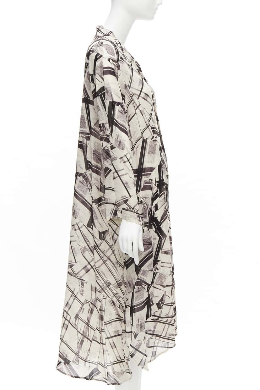 Yohji Yamamoto Patchwork Shirt Dress Beige Silk Never worn - Model View