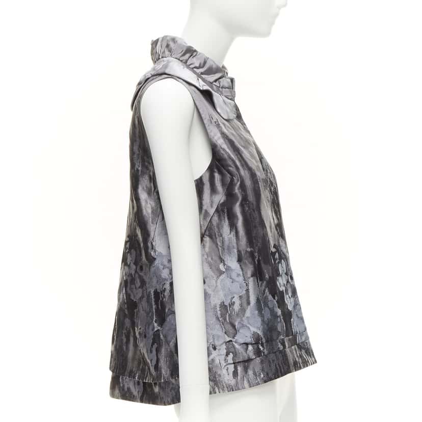 Shiatzy Chen Watercolor Brocade Vest Grey Polyester Never worn - Box View