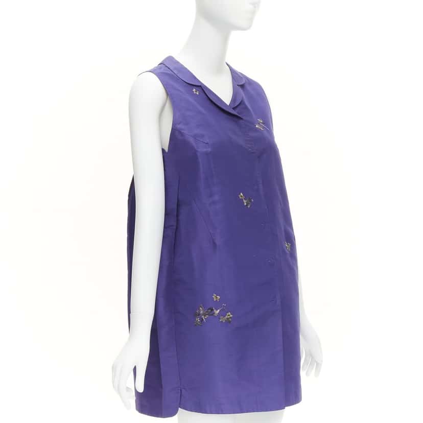 Shiatzy Chen Bird Embroidery Vest Purple Silk Very good condition - Inside View