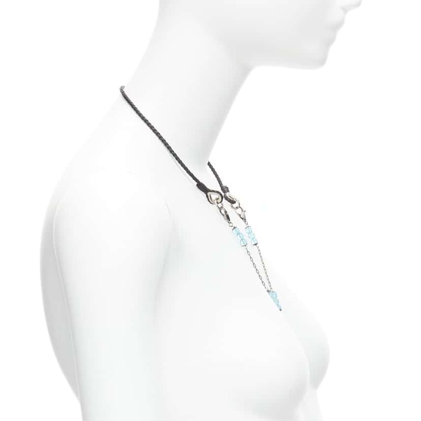 DOLCE & GABBANA Emerald Cross Necklace Black Metal Very good condition - Model View