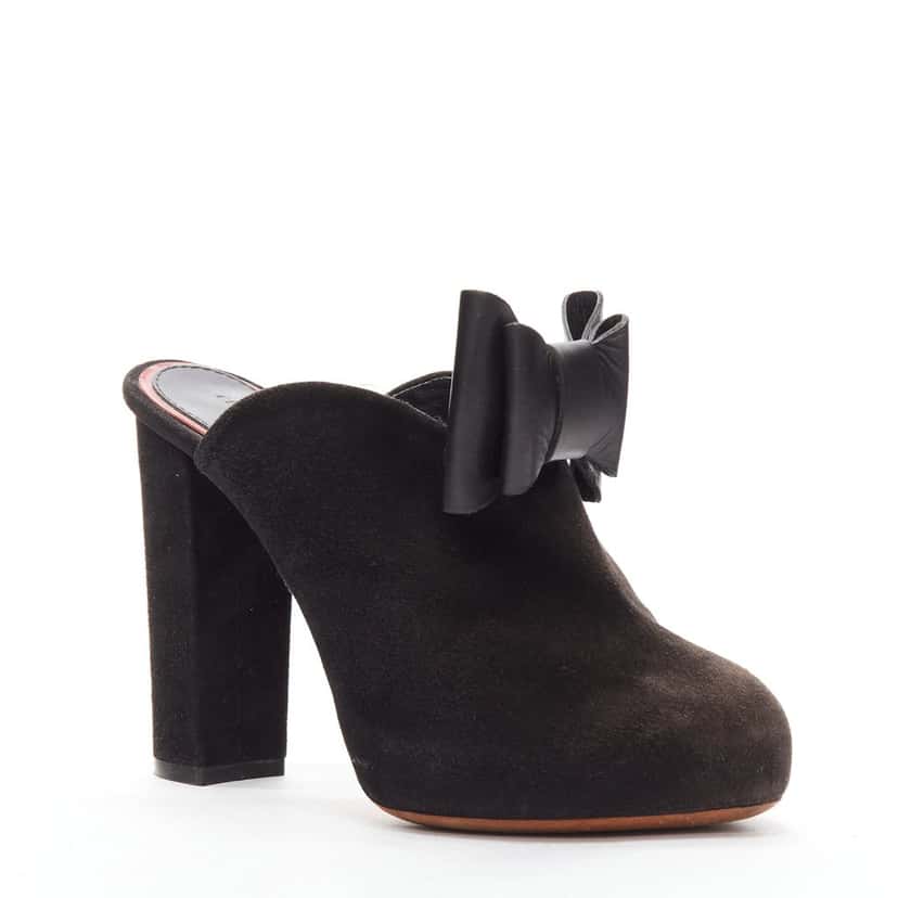 Celine Suede Bow Mules Black Suede Good condition - Front View