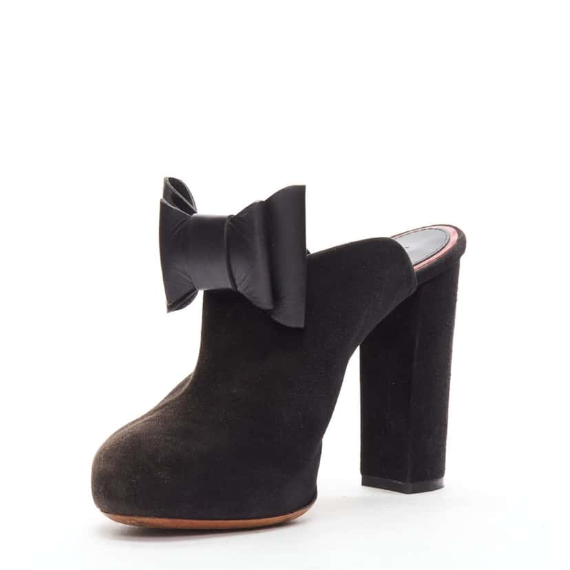 Celine Suede Bow Mules Black Suede Good condition - Model View