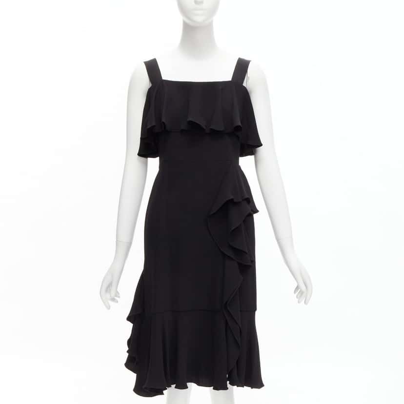 Alexander Mcqueen Flutter Cocktail Dress Black Silk Very good condition - Front View