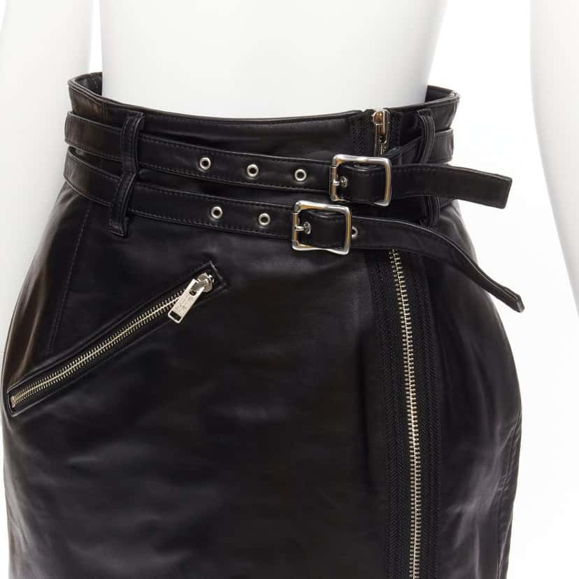 Undercover Biker Leather Skirt Black Leather Very good condition - Back View