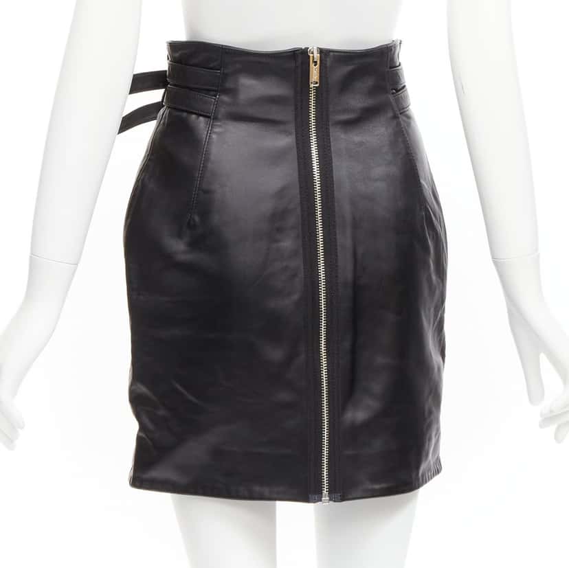 Undercover Biker Leather Skirt Black Leather Very good condition - Box View