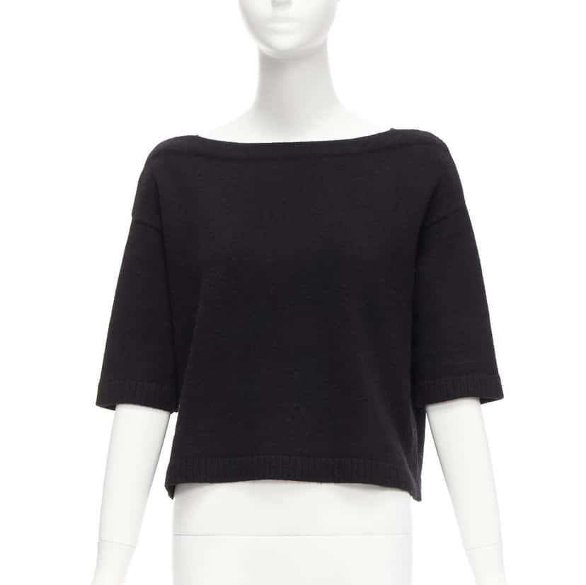 VALENTINO GARAVANI Bateau Neck Sweater Black Cashmere Never worn - Front View