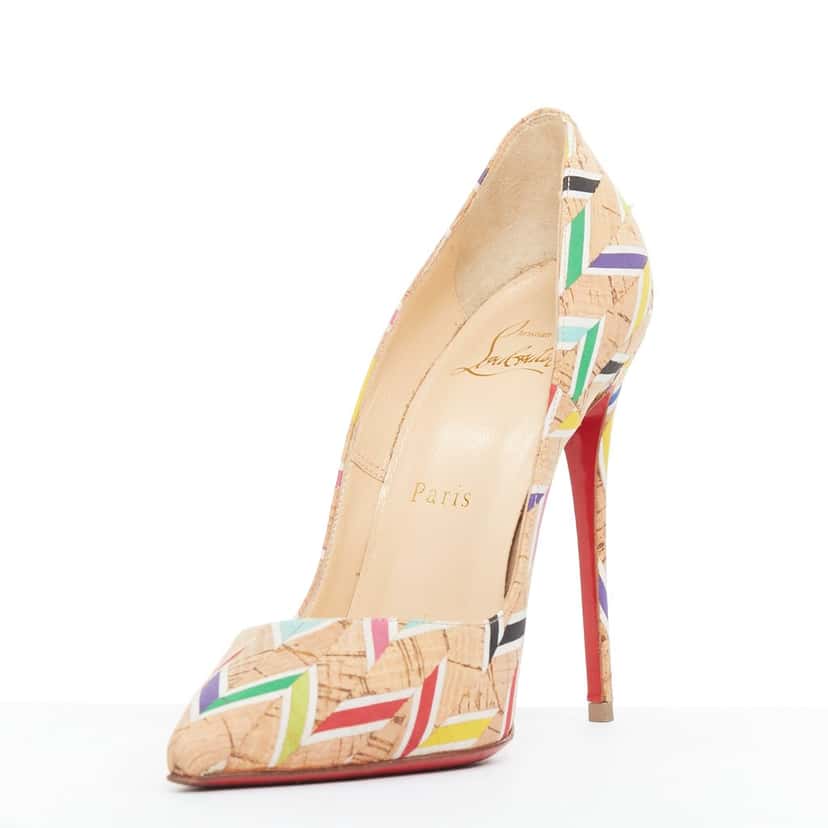 Christian Louboutin Cork Chevron So Kate Beige Polyester Good condition - Model View