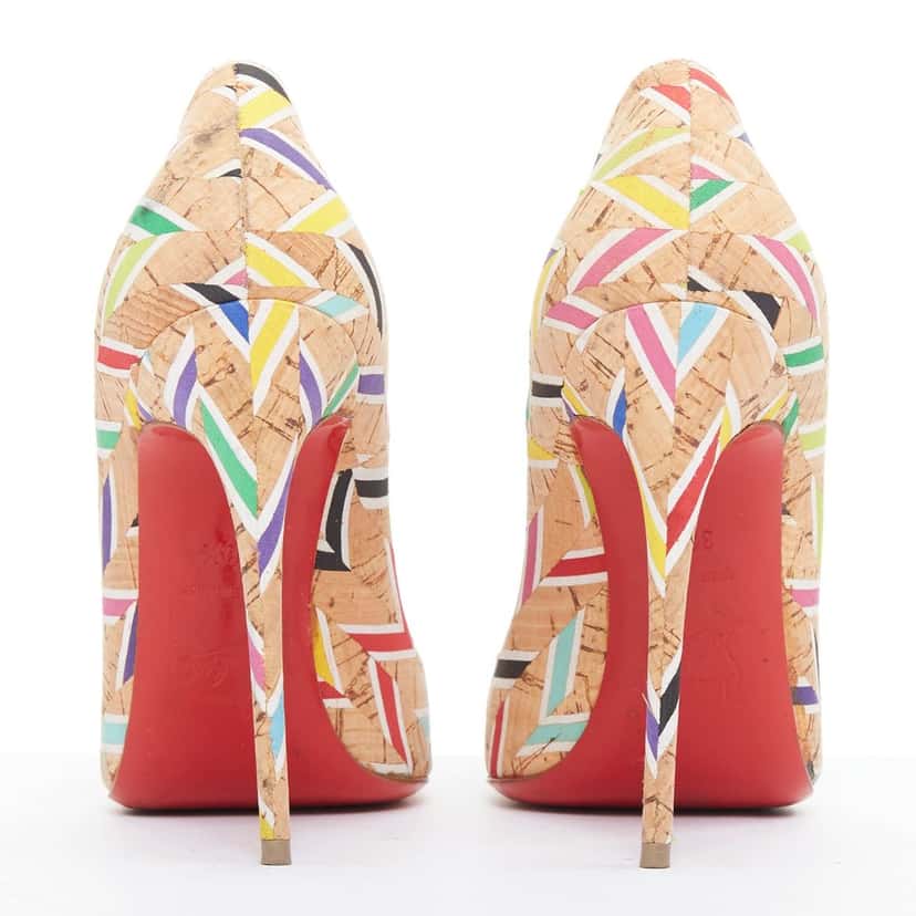 Christian Louboutin Cork Chevron So Kate Beige Polyester Good condition - Box View