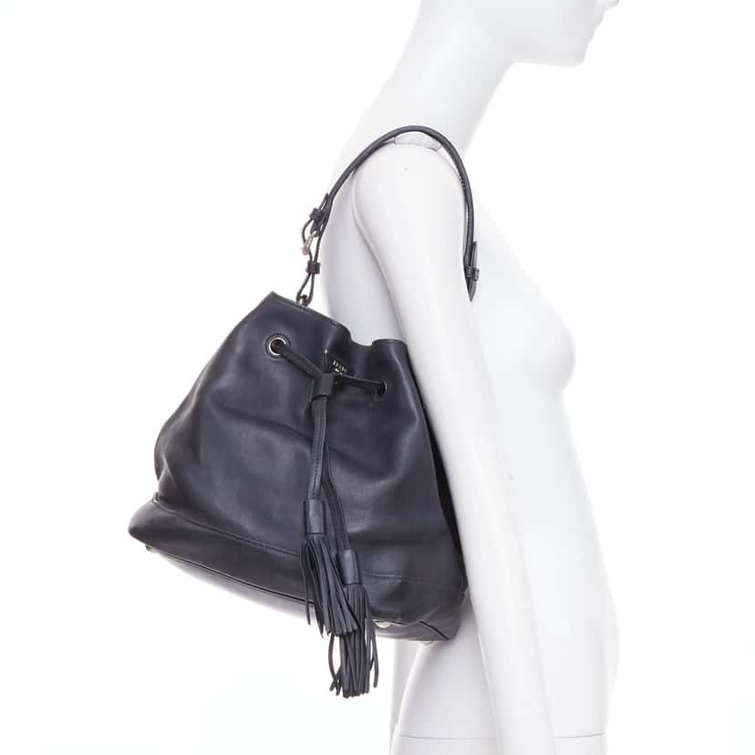 Prada City Calf Bucket Black Leather Fair condition - Back View