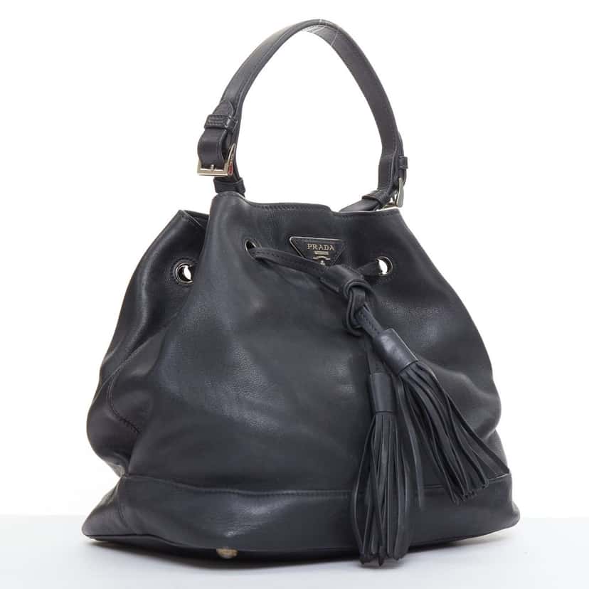 Prada City Calf Bucket Black Leather Fair condition - Inside View