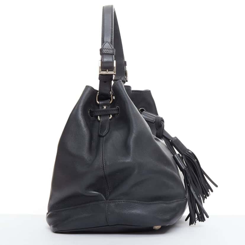 Prada City Calf Bucket Black Leather Fair condition - Model View