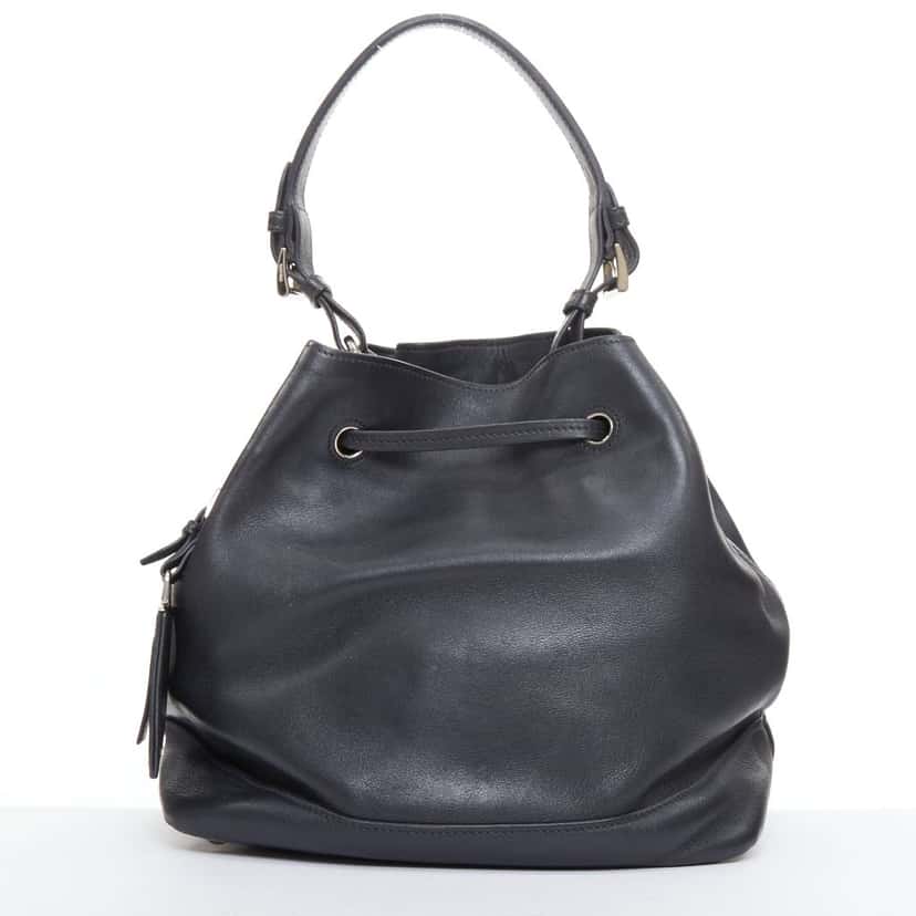 Prada City Calf Bucket Black Leather Fair condition - Box View