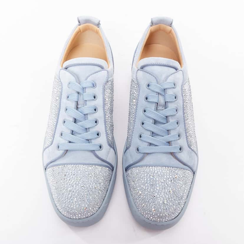 Christian Louboutin Louis Junior Strass Flat Blue Suede Never worn - Inside View